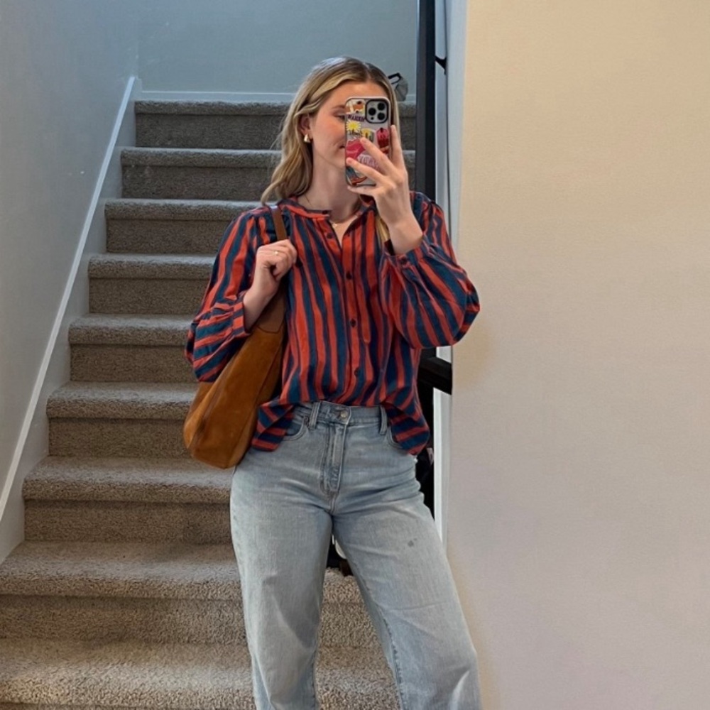 Striped Red and Blue Blouse